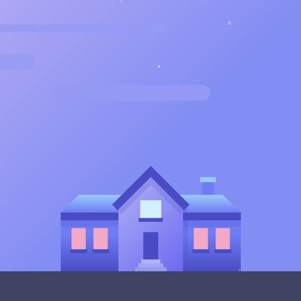 illustration of a house at night