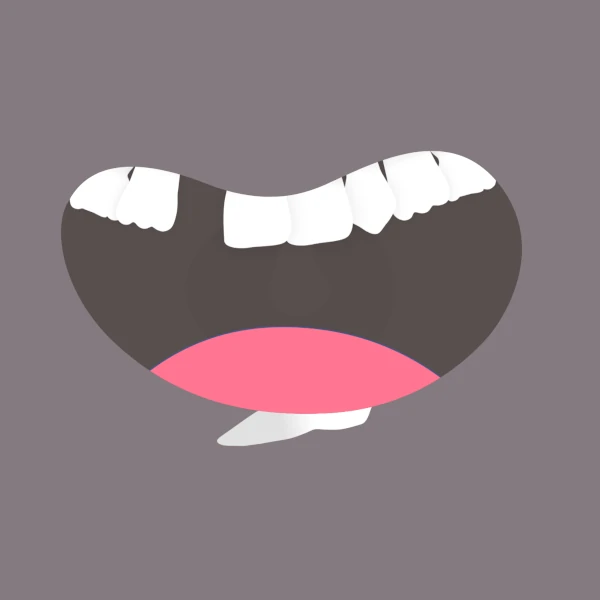 a mouth smiling while missing one tooth
