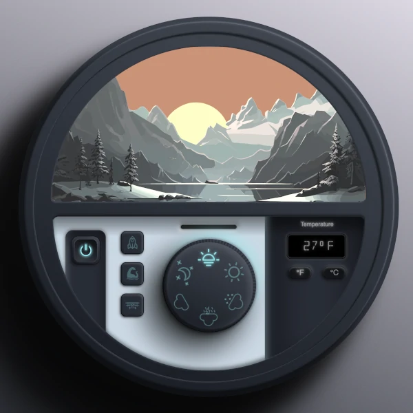 a realistic-looking machine to control the time and weather