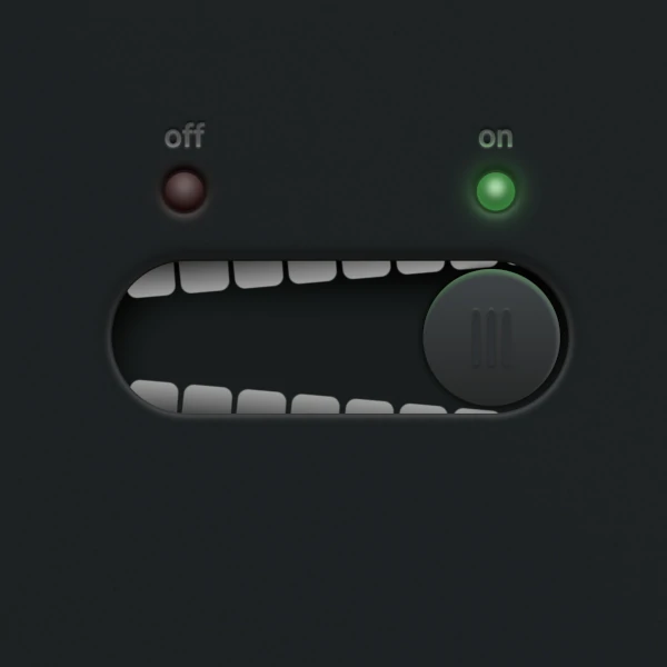 A toggle that looks like a mouth and eye