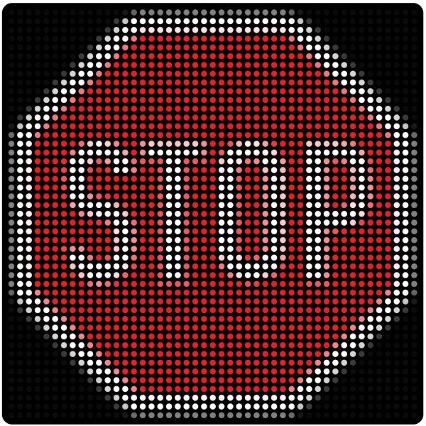 Illustration of a stop sign built in led form
