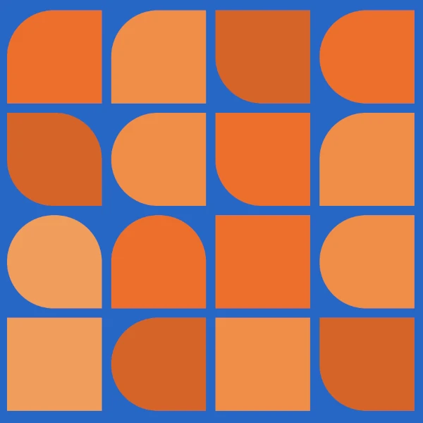 Orange shapes in a blue background
