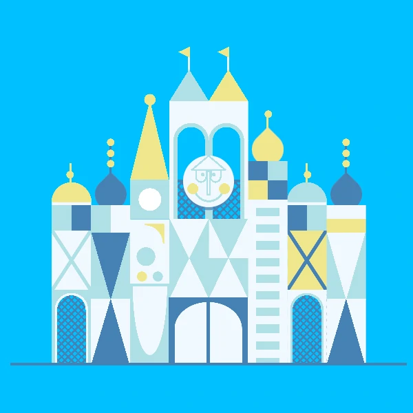 cartoon of a castle in the Small World style