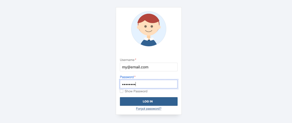 screenshot of a login form