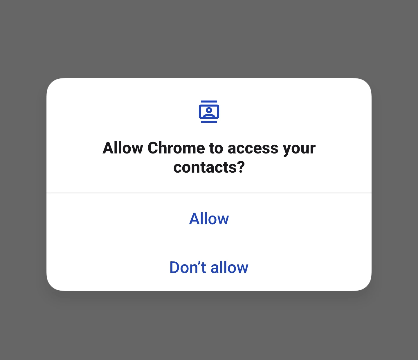 Screenshot of android pop-up requesting permission to access the contact list