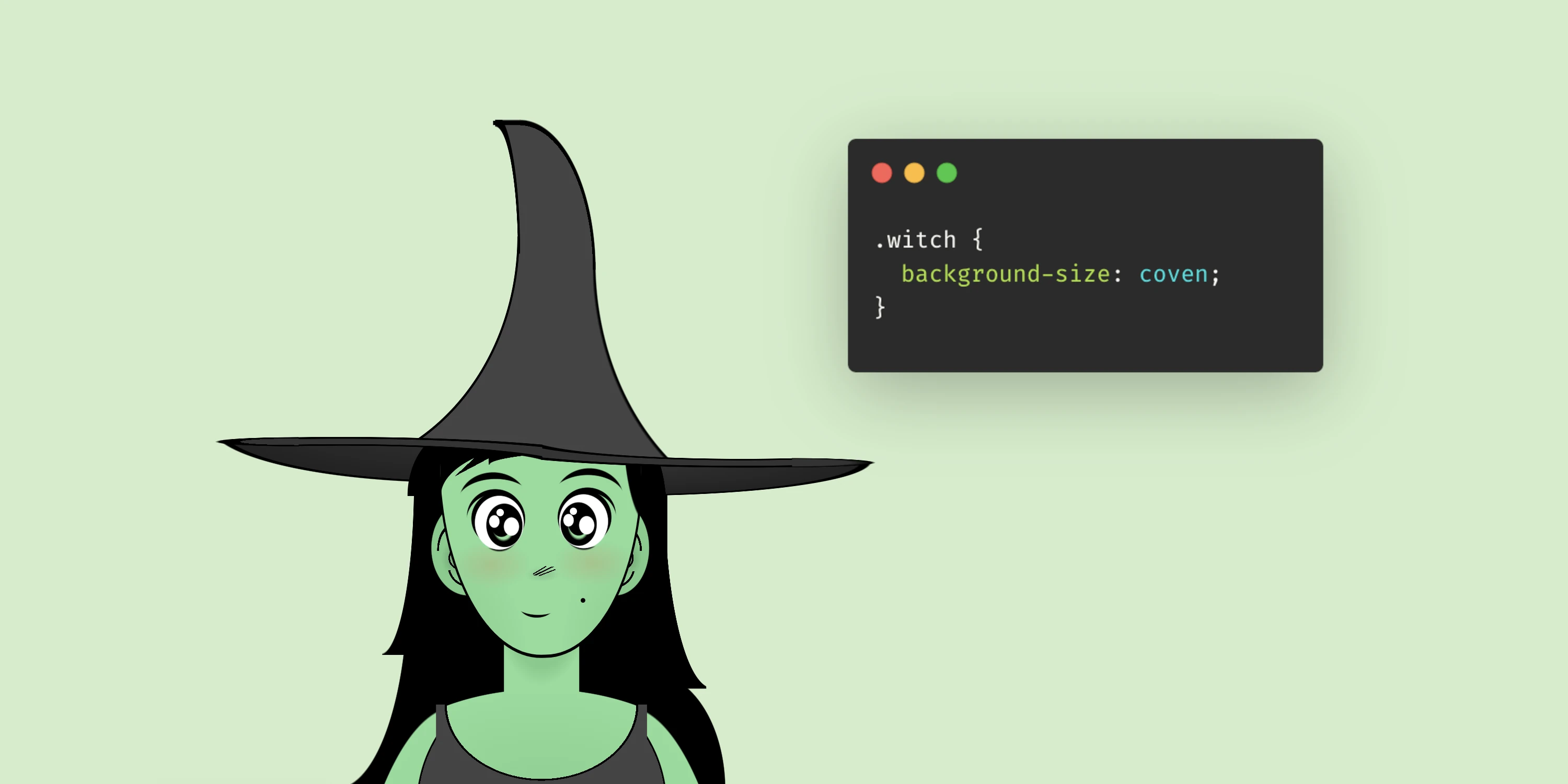 cartoon of witch with green skin