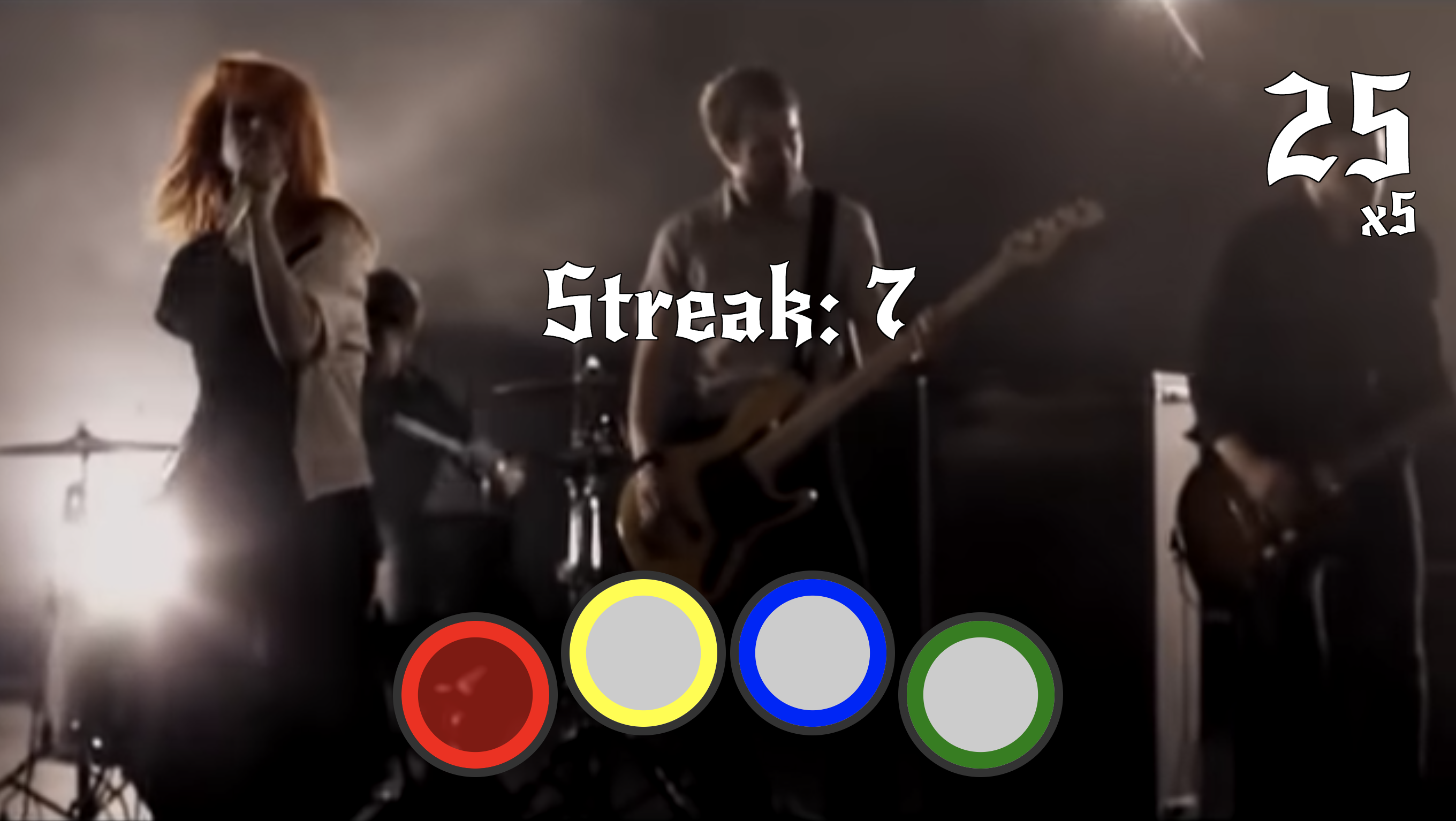 Screenshot of rock band looking game