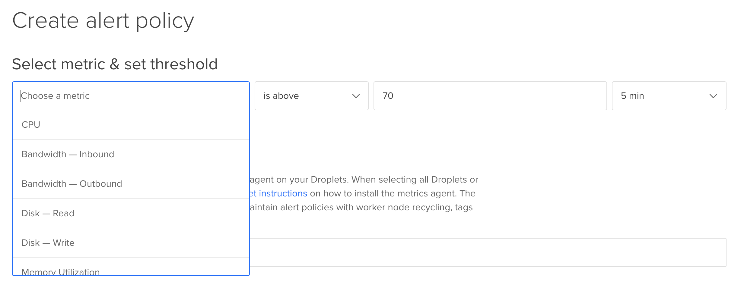 Screenshot of Digital Ocean's notification section