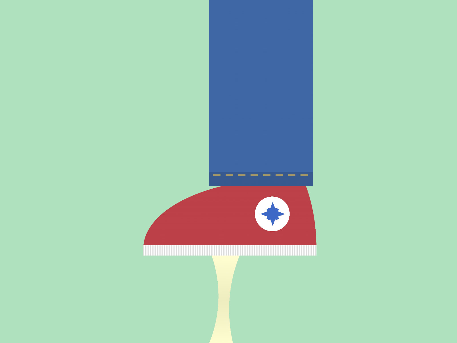 Cartoon of a shoe with a chewing gum stuck in the sole