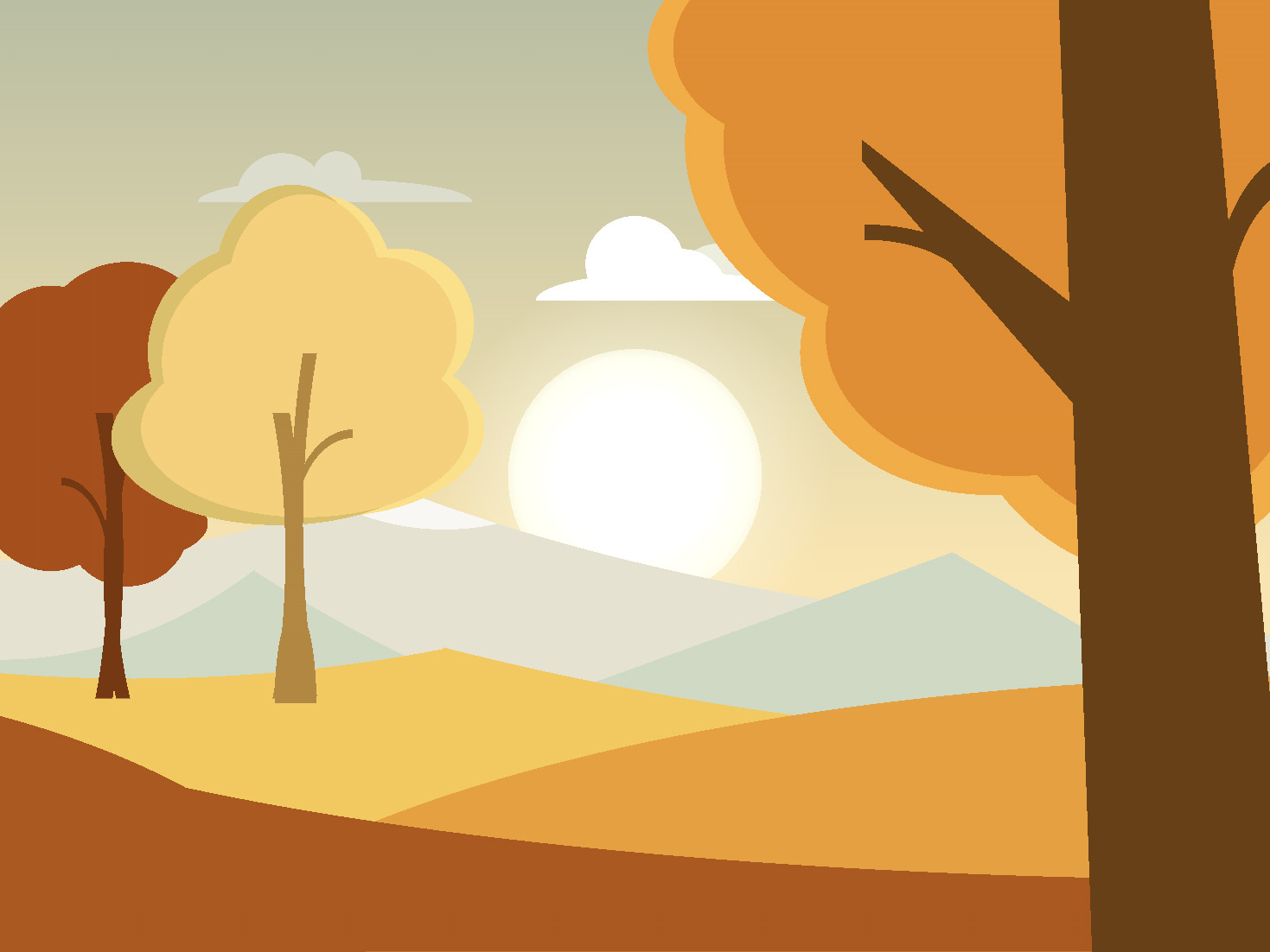 Cartoon of a landscape in the fall