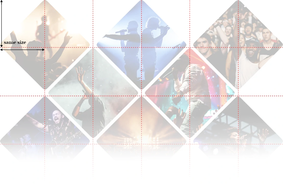 screenshot of a photo gallery with grid lines above it