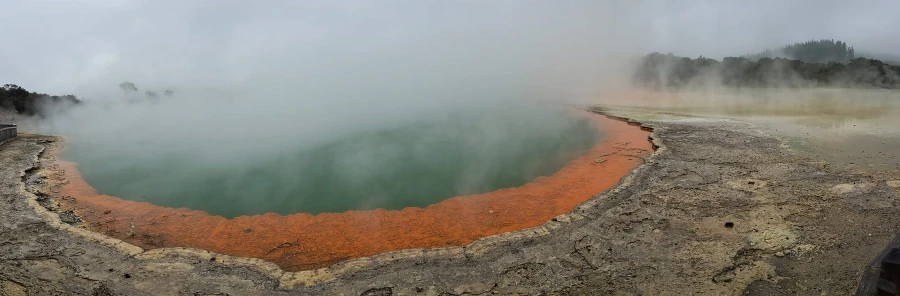colorful hot spring at wai-o-tapu