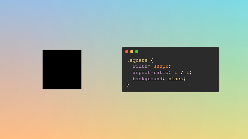 Square next to the CSS code to draw a square