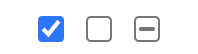 three checkboxes in checked, unchecked and indeterminate state