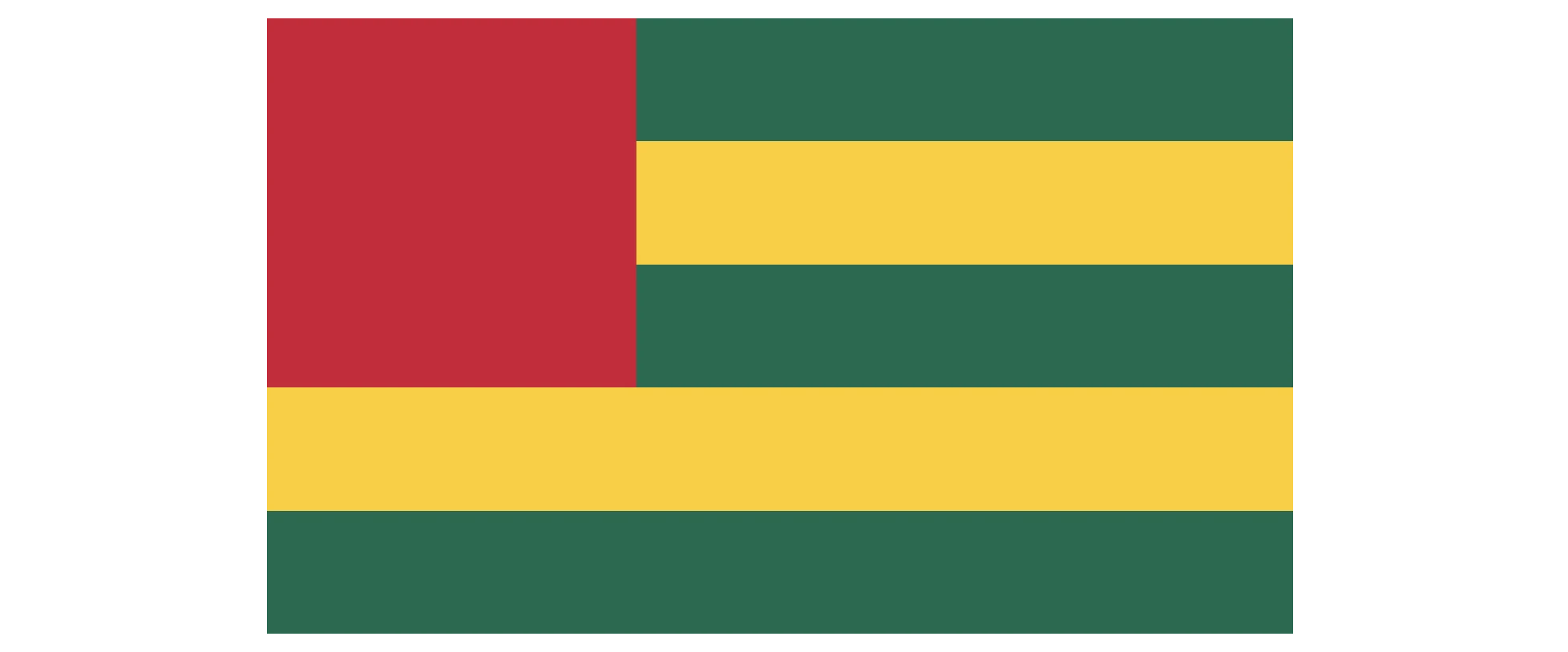 Green and yellow stripes with a red square at the top left corner