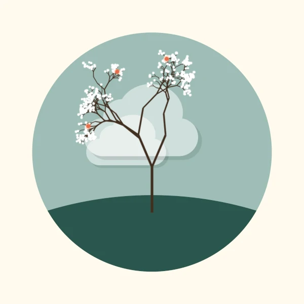 a Japanese-style drawing of a tree