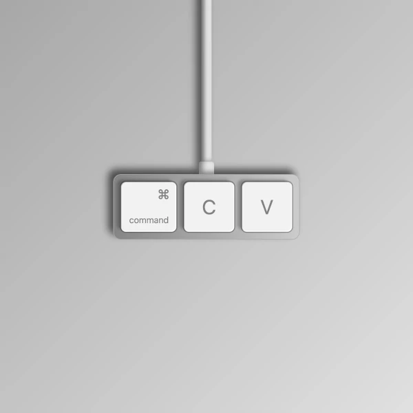 a mini-keyboad with three buttons: control, c, and v