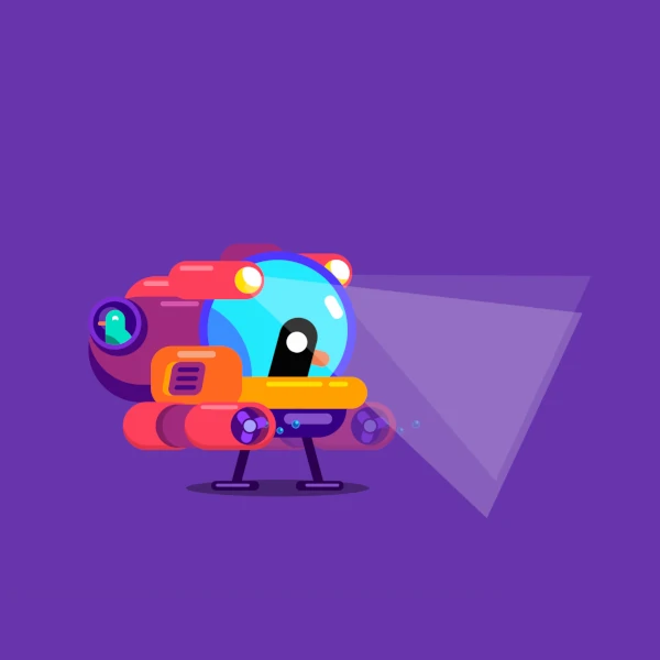 illustration of a bird in a submarine