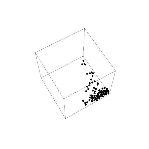 a cube with particles inside falling