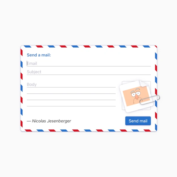 contact form styled to look like a by mail letter