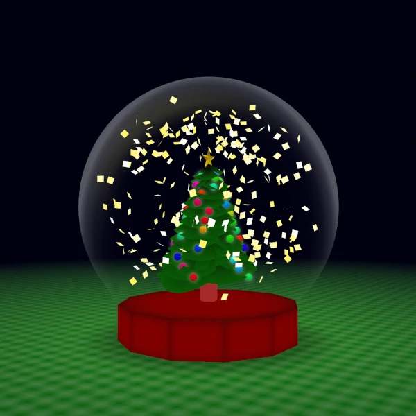 cartoon of a snowglobe with a christmas tree inside