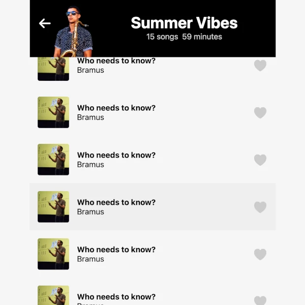 screenshot of a playlist site