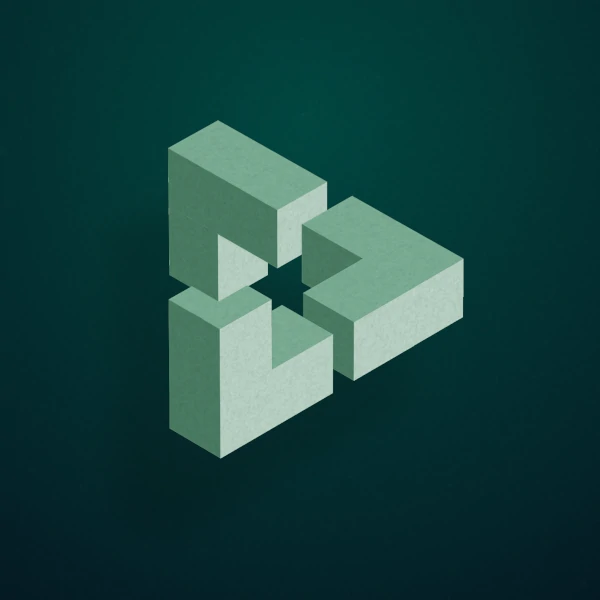 optical illusion with a three-dimensional triangle