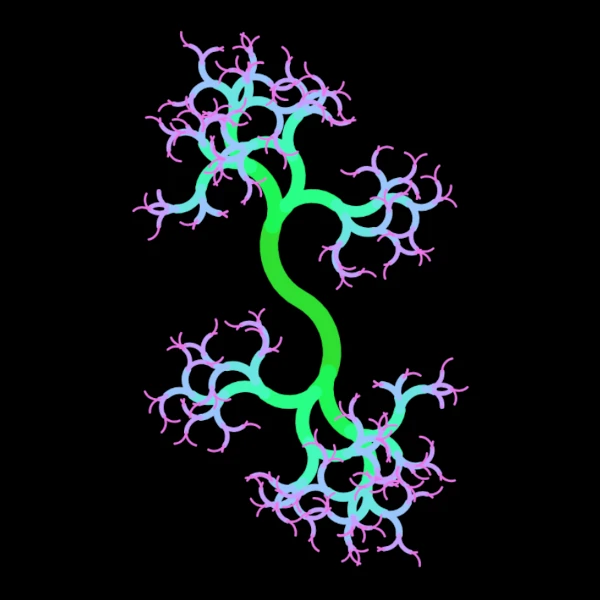 expanding colorful lines, like roots