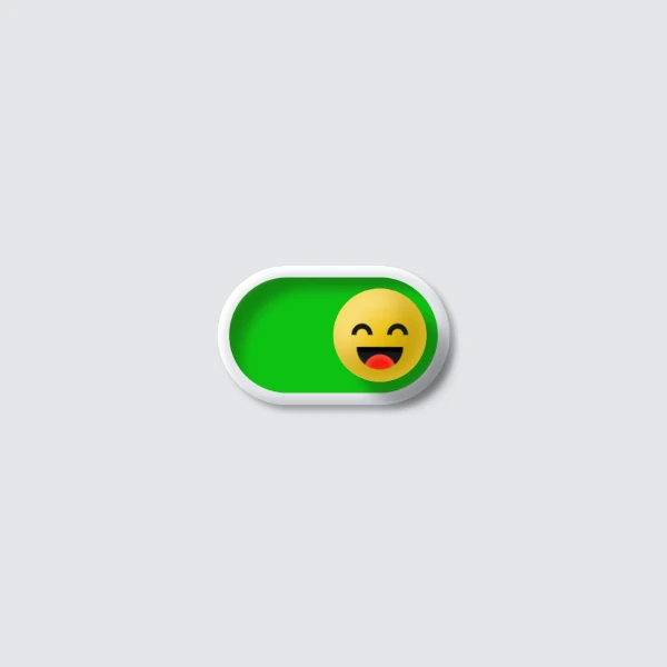A toggle with a smiling emoji
