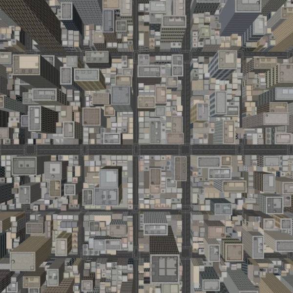 illustration with a view of a city as seen from bird's eye view