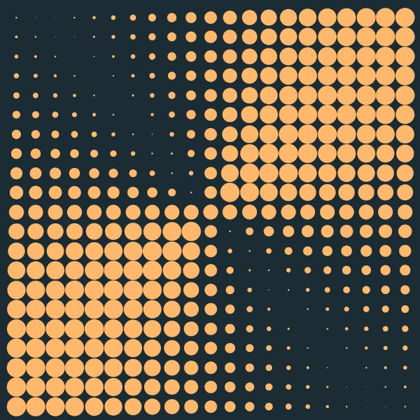 Circles of different size forming a square