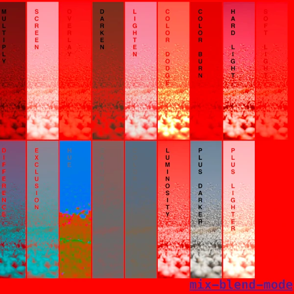 A collection of pictures with different mix-blend-modes applied to them