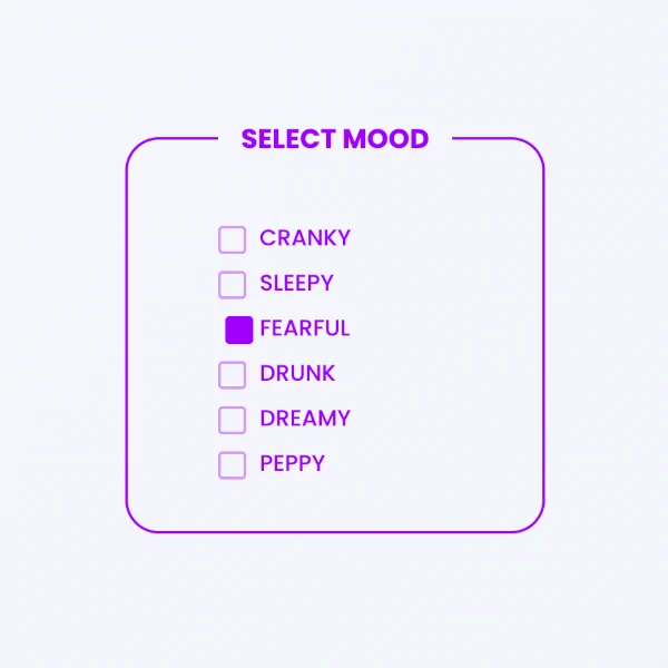 a fieldset with many radio options for moods