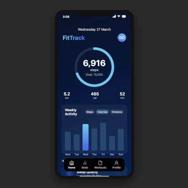 a mobile phone with a fitness tracking app open