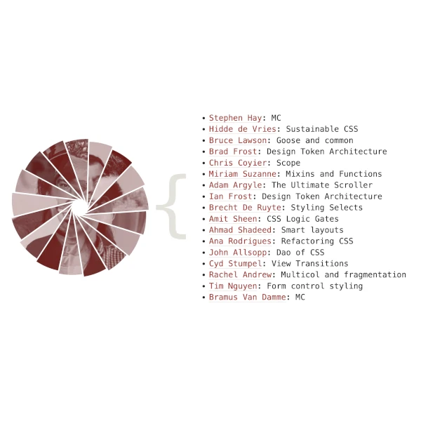 a gallery/menu with information for CSS Day 2025 speakers