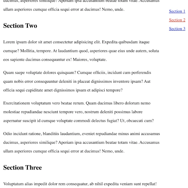 Text with a side menu