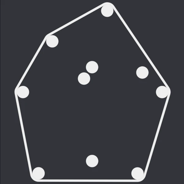 illustration of an elastic band holding bouncing balls inside