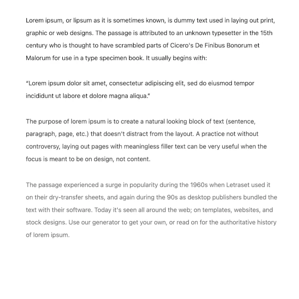 lorem ipsum text in 4 popping paragraphs