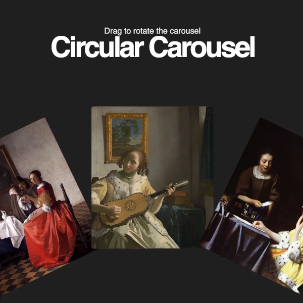 A circular carousel with Vermeer paintings