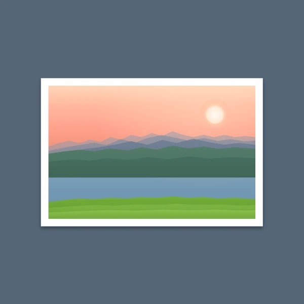 Illustration of a landscape in pastel colors