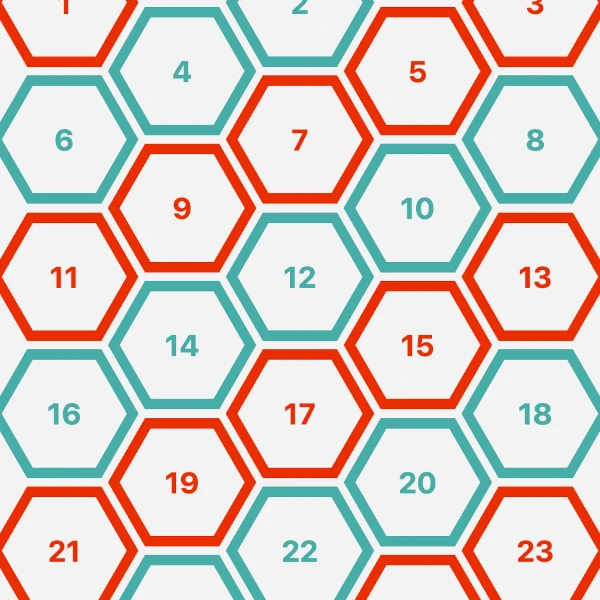 hexagons forming a grid with numbers