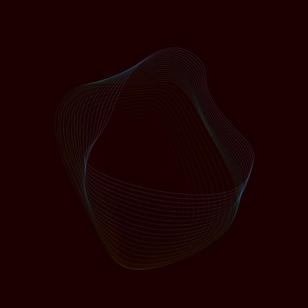a colorful blob formed with lines over a dark background