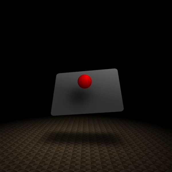 illustration of a card with a red ball hovering over, giving the illusion of 3d